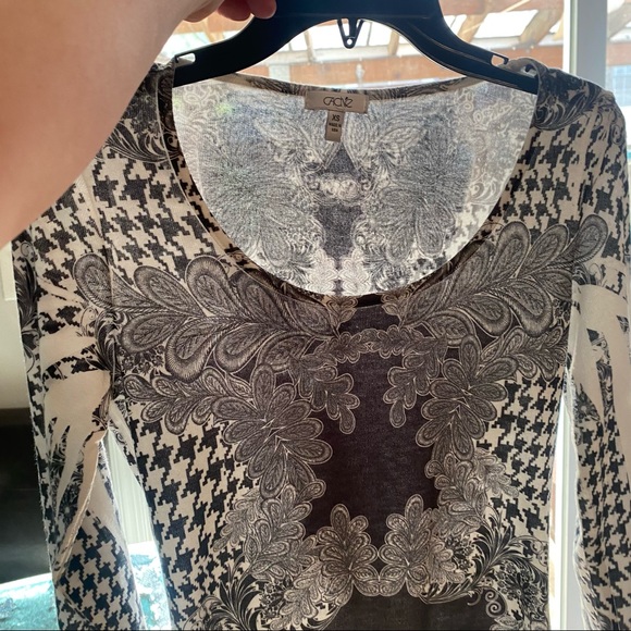 Cache Multi Design Print Long Sleeve Top - Black, White, Gray Hues - RARE!!! XS - Picture 4 of 13